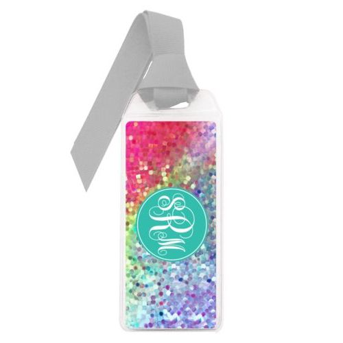 Personalized book mark personalized with glitter pattern and monogram in minty