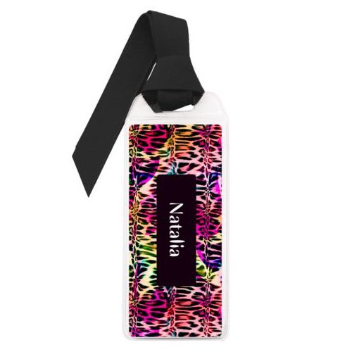 Personalized book mark personalized with cheetah pattern and name in black licorice