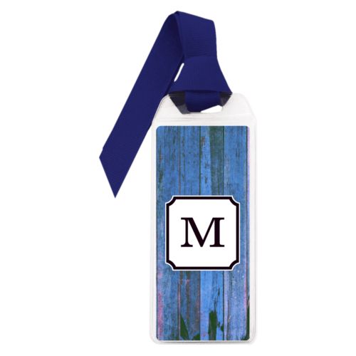 Personalized book mark personalized with sky rustic pattern and initial in black licorice