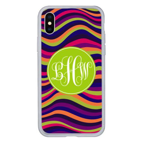 Personalized iphone case personalized with color waves pattern and monogram in juicy green