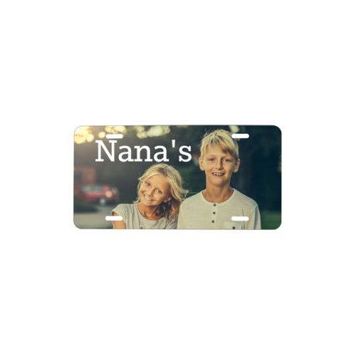 Personalized license plate personalized with photo and the saying "Nana's"