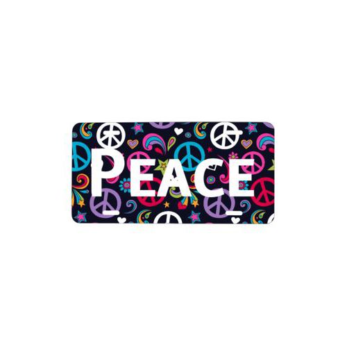 Custom car plate personalized with peace pattern and the saying "Peace"