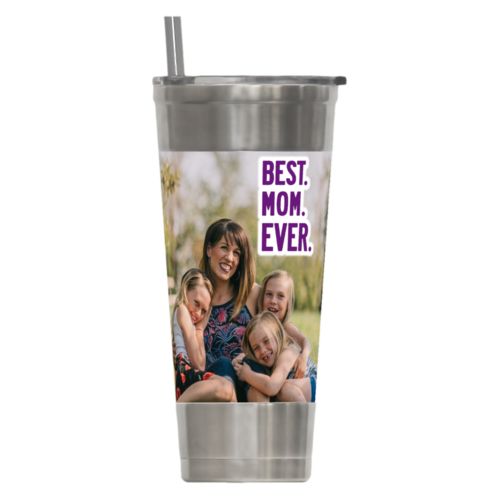 Personalized insulated steel tumbler personalized with photo and the saying "Best Mom Ever"