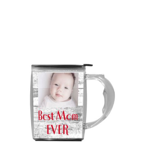 Custom mug with handle personalized with photo and the saying "Best Mom EVER"