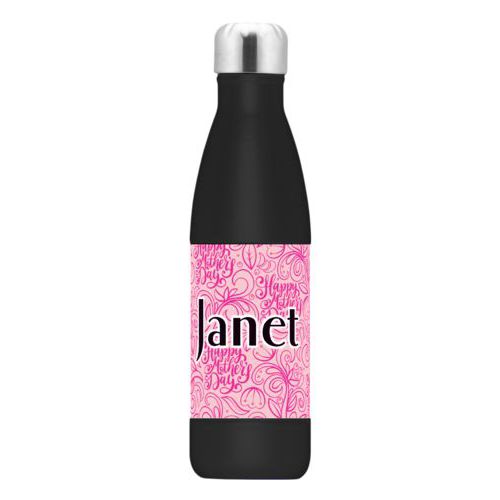 Custom stainless steel water bottle personalized with happy mother's day pattern and the saying "Janet"
