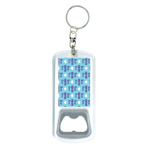 Personalized bottle opener personalized with best mom ever pattern and blank in amethyst purple and sweet teal