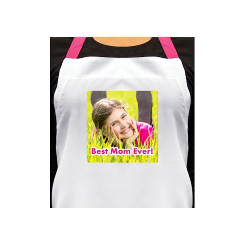 Personalized apron personalized with photo and the saying "Best Mom Ever!"