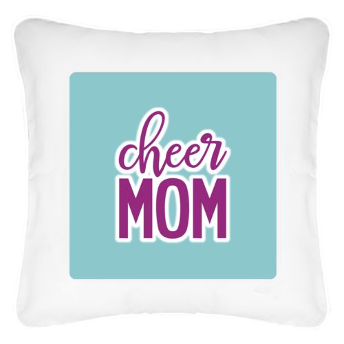 Personalized pillow personalized with concaved pattern and the saying "Cheer Mom"