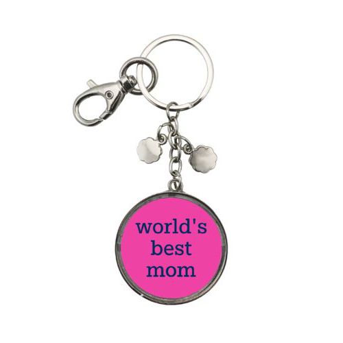 Personalized keychain personalized with concaved pattern and the saying "world's best mom"