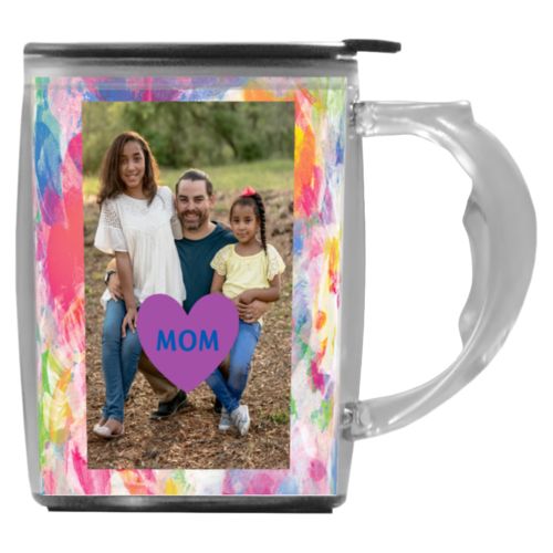 Custom mug with handle personalized with photo and the saying "heart" and the saying "MOM"