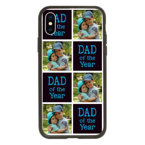 Personalized iphone case personalized with a photo and the saying "Dad of the Year" in caribbean blue and black Personalized iphone case personalized with a photo and the saying "Dad of the Year" in caribbean blue and black