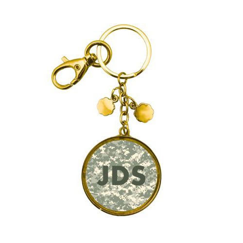 Personalized keychain personalized with army camo pattern and the saying "JDS"