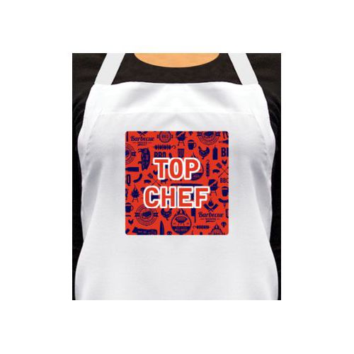 Personalized apron personalized with bbq club pattern and the saying "TOP CHEF"