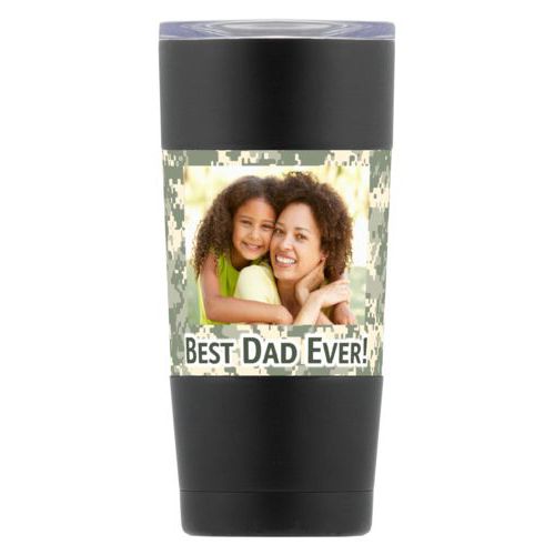 Personalized insulated steel mug personalized with photo and the saying "Best Dad Ever!"