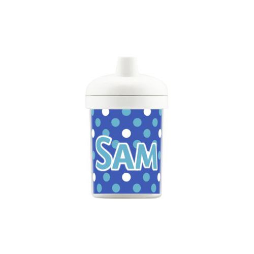 Personalized toddlercup personalized with large dots pattern and the saying "Sam"