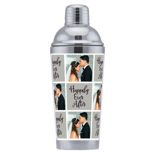 Coctail shaker personalized with a photo and the saying "happily ever after" in jewel - onyx and black