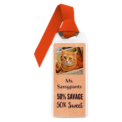 Personalized book mark personalized with photo and the saying "50% Savage 50% Sweet" and the saying "Ms. Sassypants"