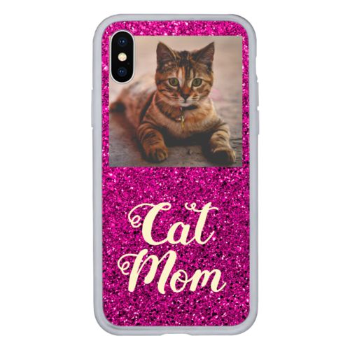 Personalized iphone case personalized with photo and the saying "cat mom"
