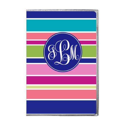 Personalized journal personalized with preppy pattern and monogram in cobalt blue