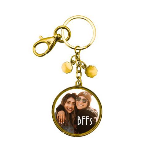 Personalized keychain personalized with photo and the saying "BFFs"