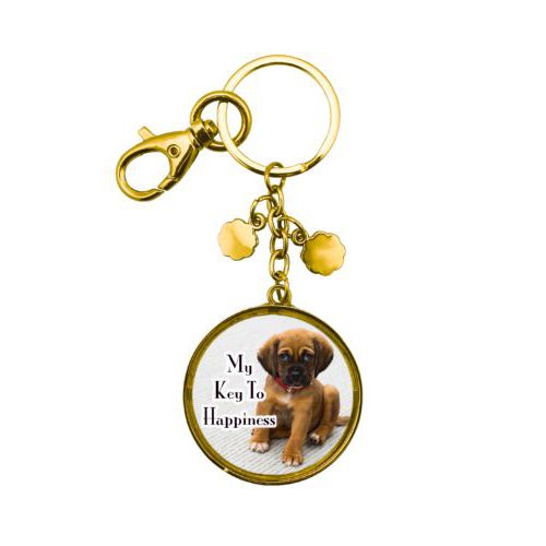Personalized metal keychain personalized with photo and the saying "My Key To Happiness"