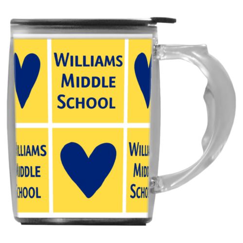 Custom mug with handle personalized with sayings "Heart" in carleton college and "Williams Middle School" in carleton college