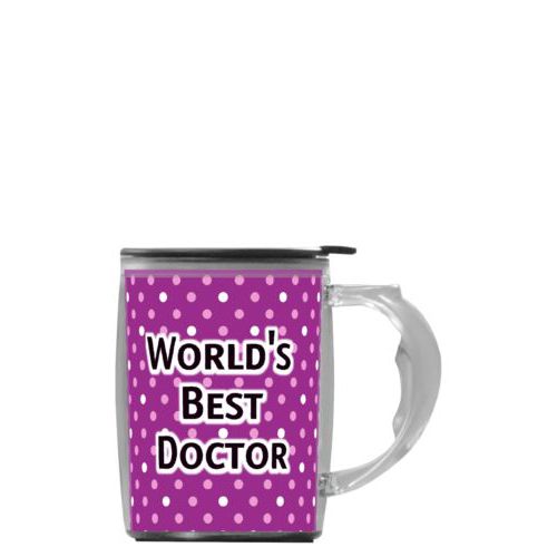 Custom mug with handle personalized with small dots pattern and the saying "World's Best Doctor"