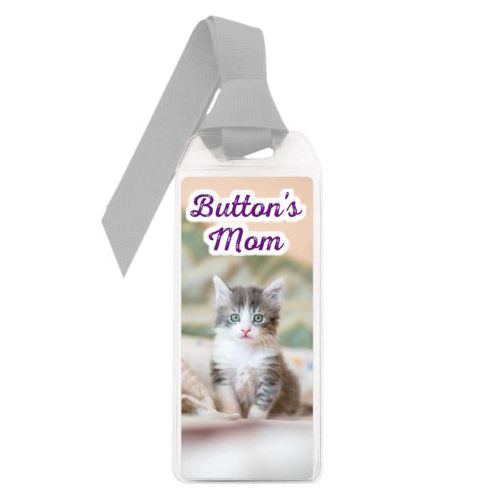 Personalized book mark personalized with photo and the saying "Button's Mom"