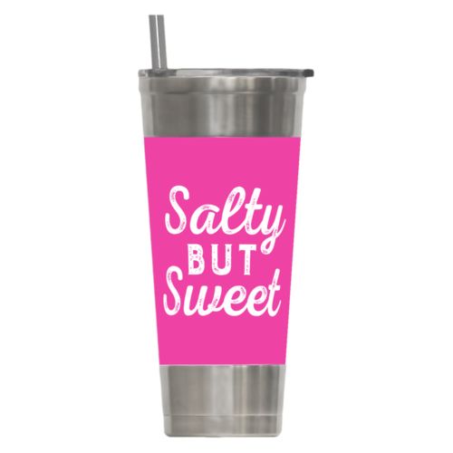 Personalized insulated steel tumbler personalized with concaved pattern and the saying "Salty but sweet"