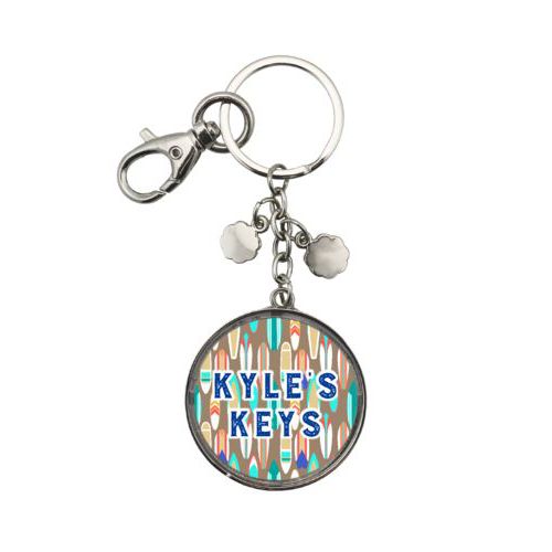 Personalized metal keychain personalized with vintage pattern and the saying "Kyle's Keys"