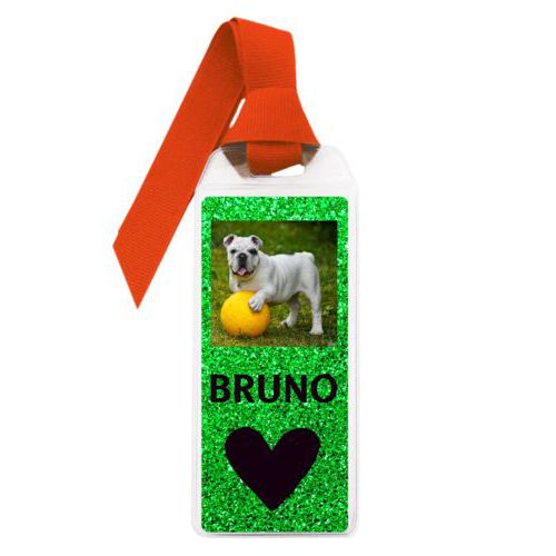 Personalized book mark personalized with photo and the saying "BRUNO" and the saying "Heart" Personalized book mark personalized with photo and the saying "BRUNO" and the saying "Heart"