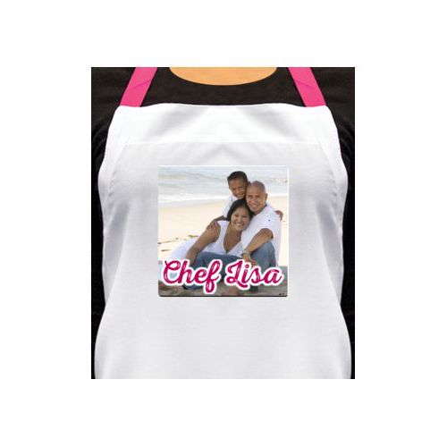 Personalized apron personalized with photo and the saying "Chef Lisa"