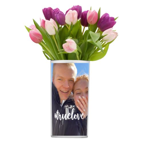 Personalized vase personalized with photo and the saying "#truelove"