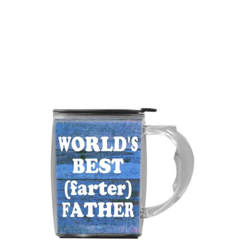 Custom mug with handle personalized with sky rustic pattern and the saying "WORLD'S BEST (farter) FATHER"