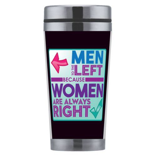 Personalized coffee mug personalized with the saying "Men to the left because women are always right"