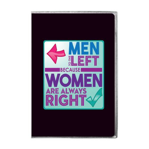 Personalized journal personalized with the saying "Men to the left because women are always right"