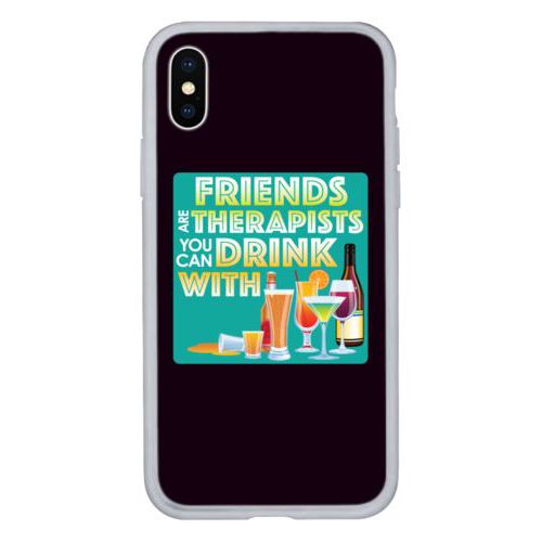 Personalized iphone case personalized with the saying "Friends are therapists you can drink with"