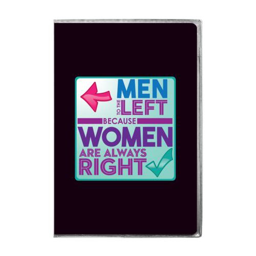 Personalized journal personalized with the saying "Men to the left because women are always right"