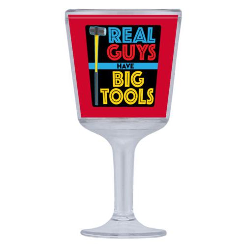 Personalized wine cup with straw personalized with the saying "Real guys have big tools"