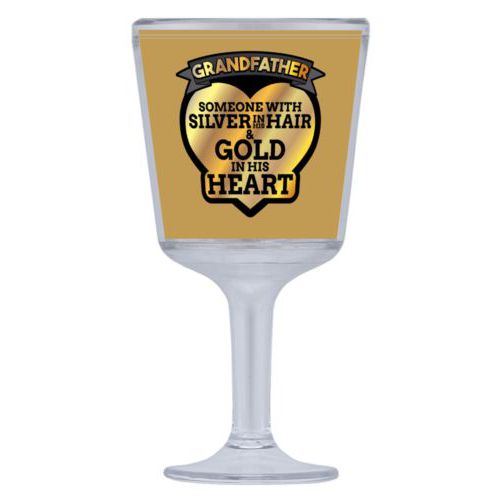 Personalized wine cup with straw personalized with the saying "Grandfather: someone with silver in his hair and gold in his heart"
