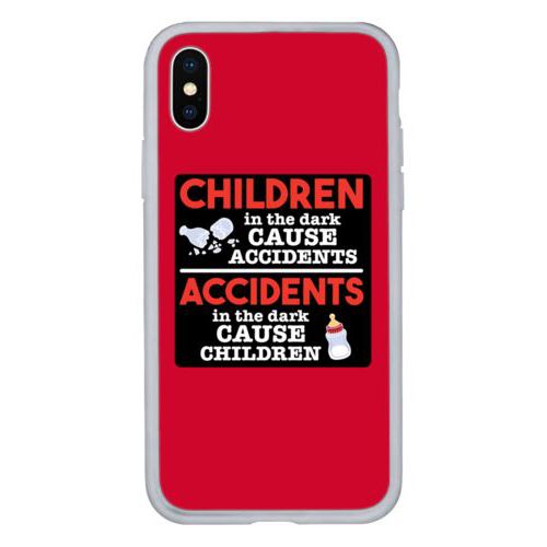 Personalized iphone case personalized with the saying "Children in the dark cause accidents, accidents in the dark cause children"