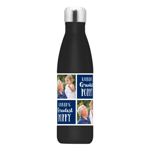 17 oz bottle personalized with a photo and the saying "World's Greatest Poppy" in navy blue and white