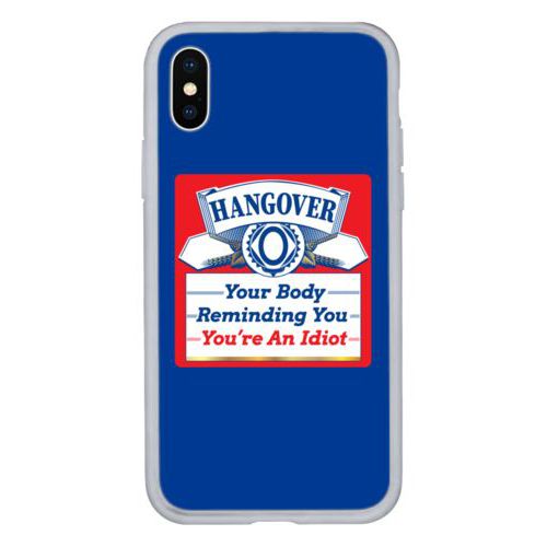 Personalized iphone case personalized with the saying "Hangover, your body reminding you you're an idiot"