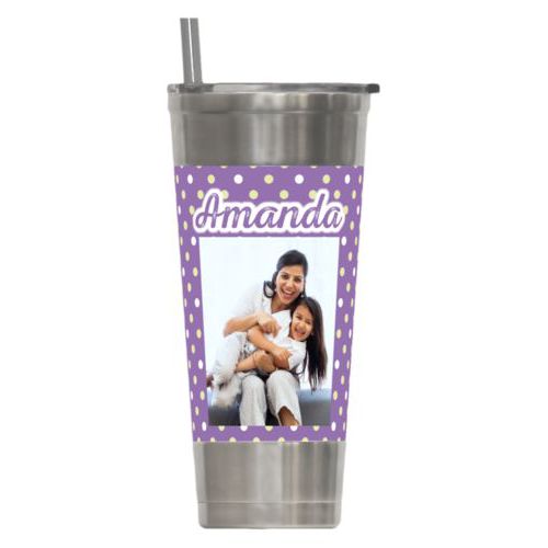 Personalized insulated steel tumbler personalized with photo and the saying "Amanda"