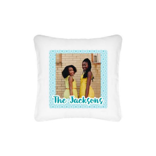 Personalized pillow personalized with photo and the saying "The Jacksons"