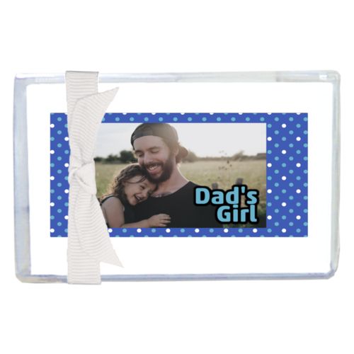 Personalized enclosure cards personalized with small dots pattern and photo and the saying "Dad's Girl"