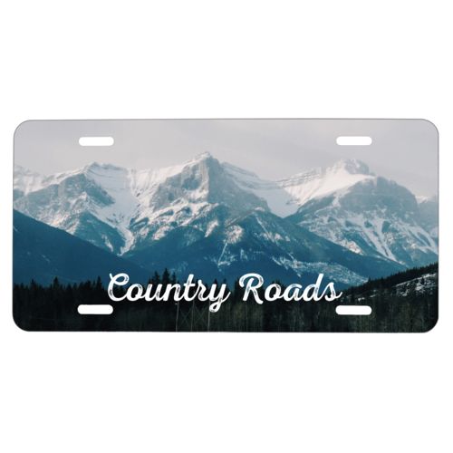 Custom plate personalized with photo and the saying "Country Roads"