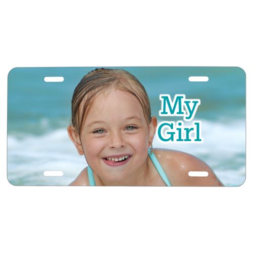 Personalized car tag personalized with photo and the saying "My Girl"