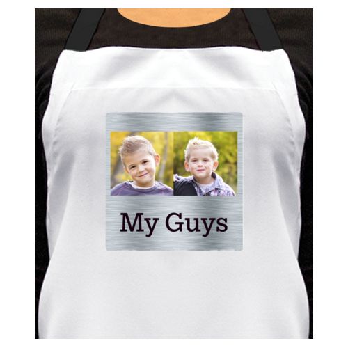 Personalized apron personalized with steel industrial pattern and photo and the saying "My Guys"
