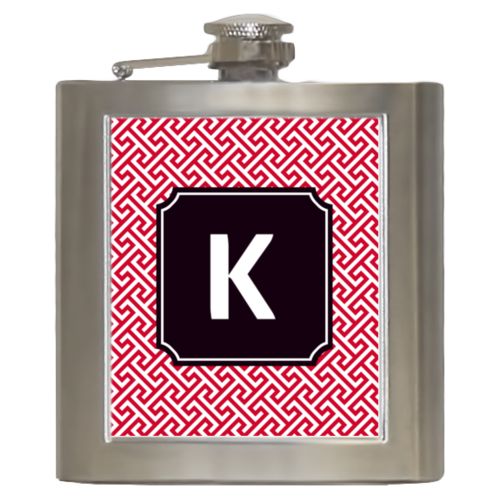 Personalized 6oz flask personalized with keyhole pattern and initial in university of georgia